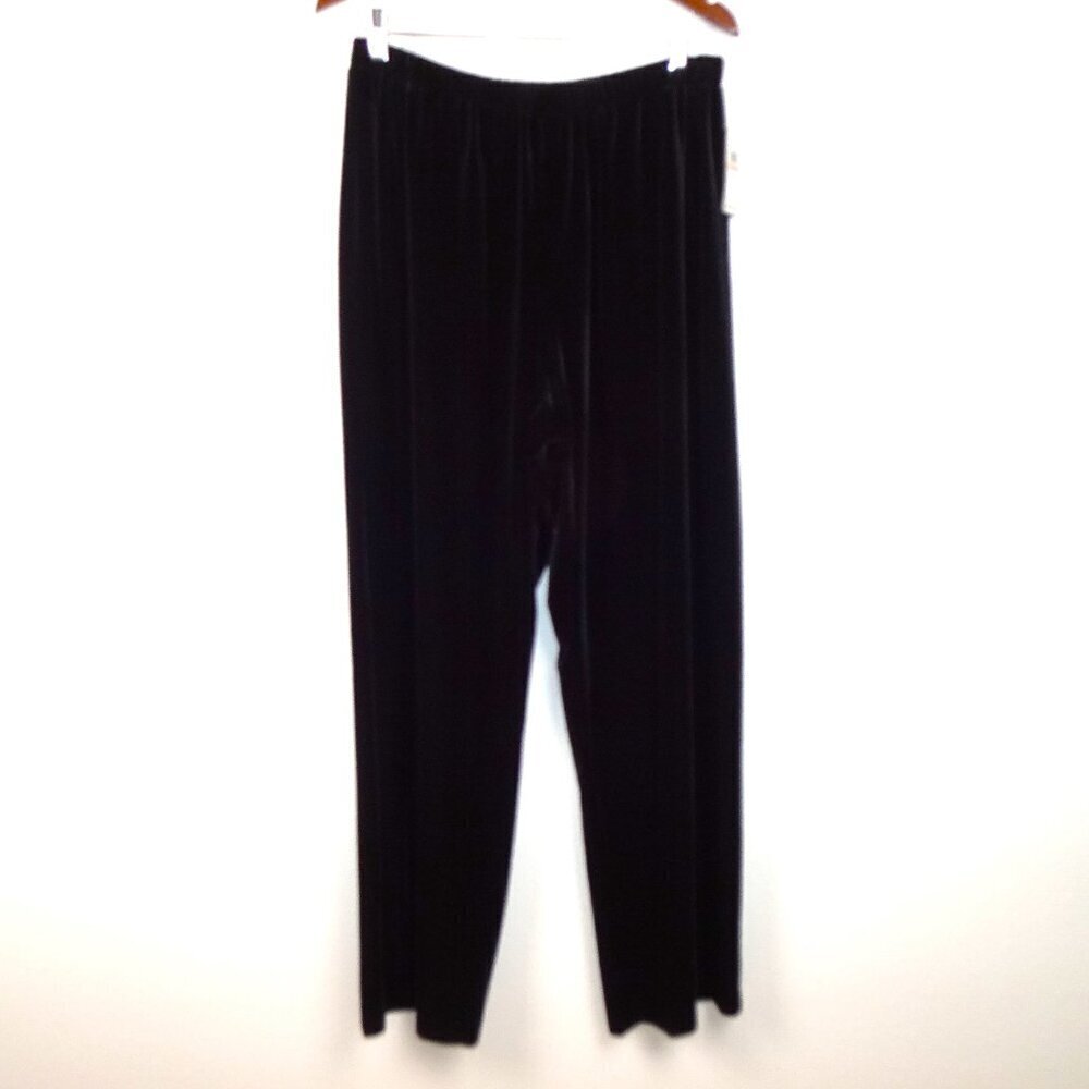 Alex Evenings Velvet Pants Women's Plus Size 2X Black Wide Leg Evening Cocktail